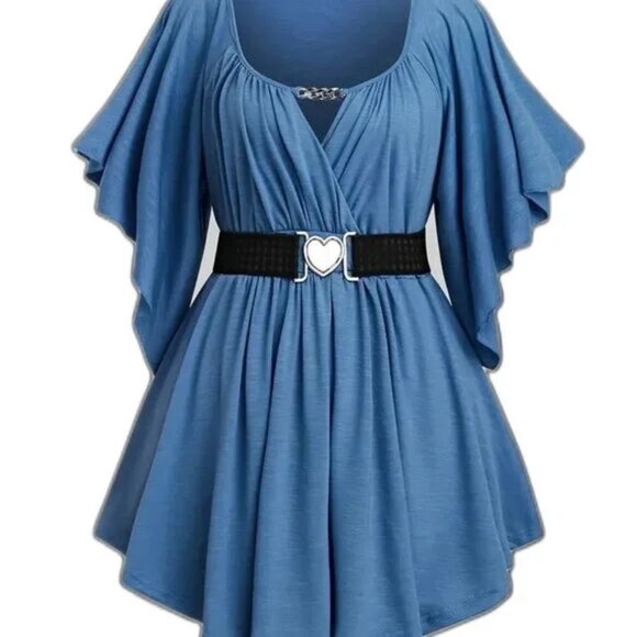 NEW- Keyhole Neck, Cinched Waist Blouse Size 4X -3 colors to choose from - Picture 5 of 7